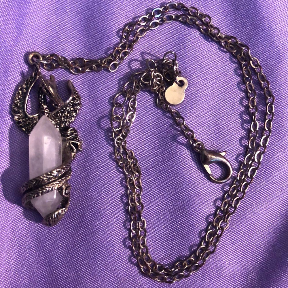 Natural Crystal Quartz Dragon Necklace